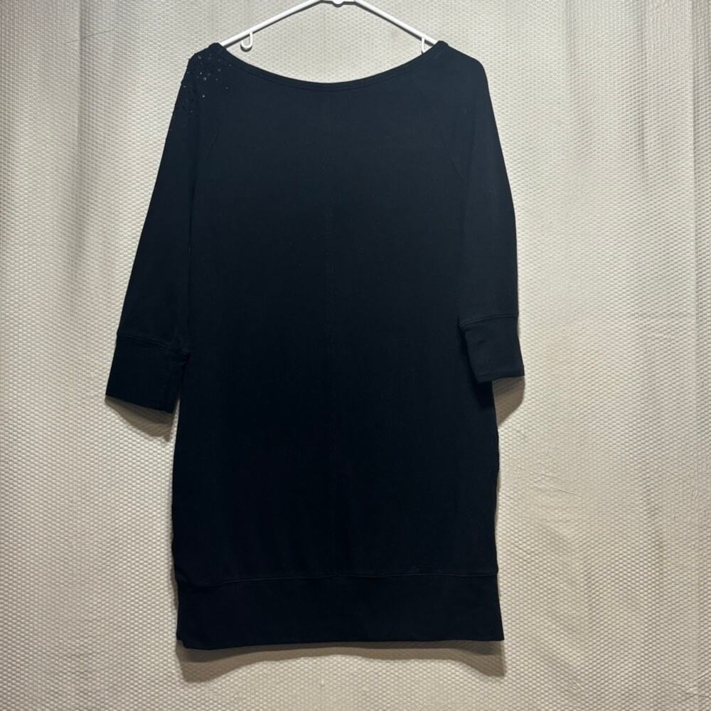 New York & Company Women's Medium Black Sweatshirt Dress Embellished Pockets - Picture 7 of 7